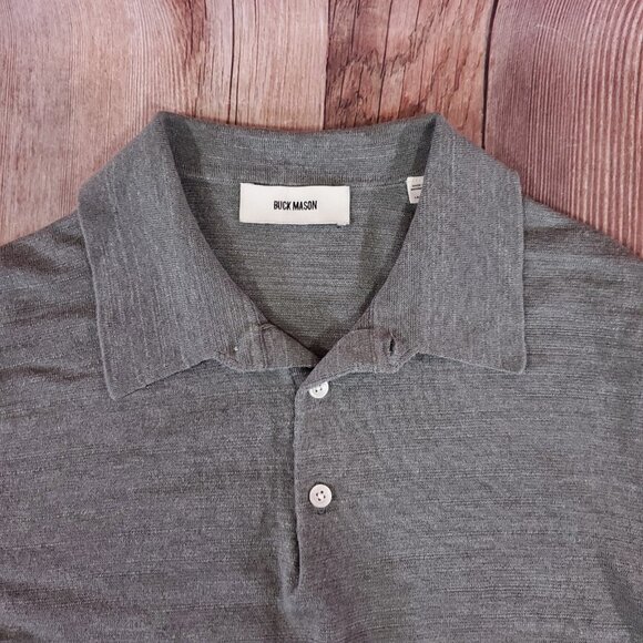 Buck Mason Mens Size Large Avalon Sweater Knit Short Sleeve Polo Shirt Gray - Picture 4 of 12